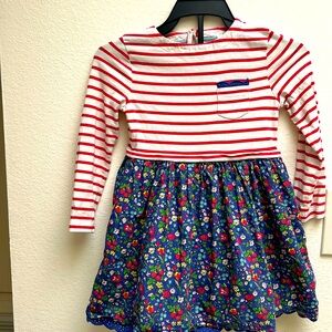 mini Boden, striped red and flower dress